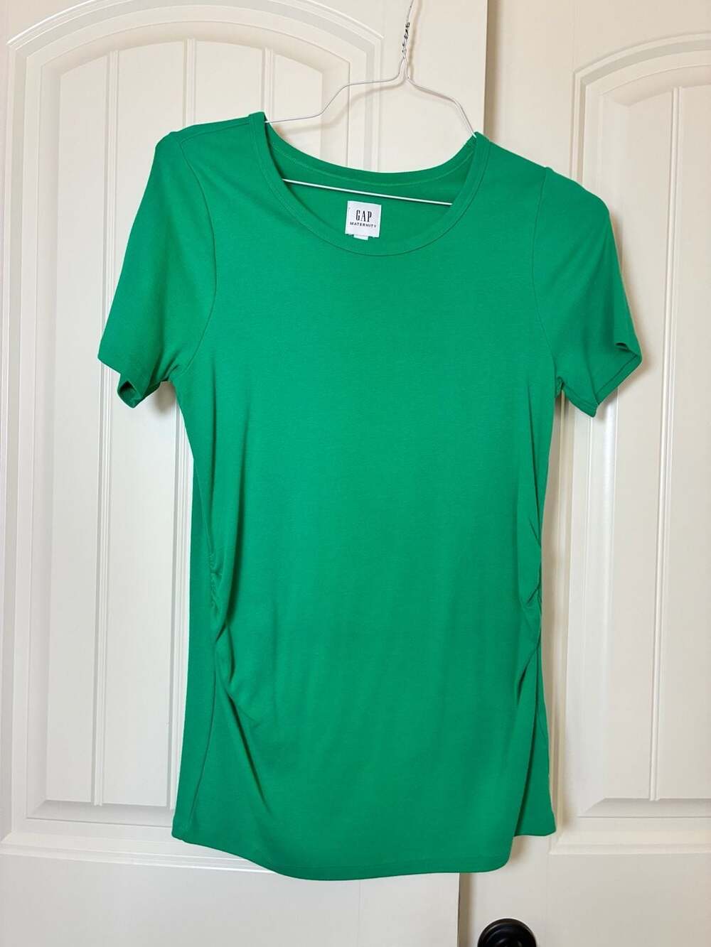 Gap Maternity Green Ruched Short Sleeve Crewneck T-Shirt medium